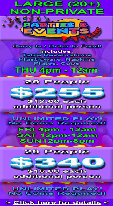 Book Your Party With US, Group Discounts, School Functions, Sports Teams, Church Functions, Youth Groups, Company Events, Team Buliding, Family Events, Holiday, Holidays
